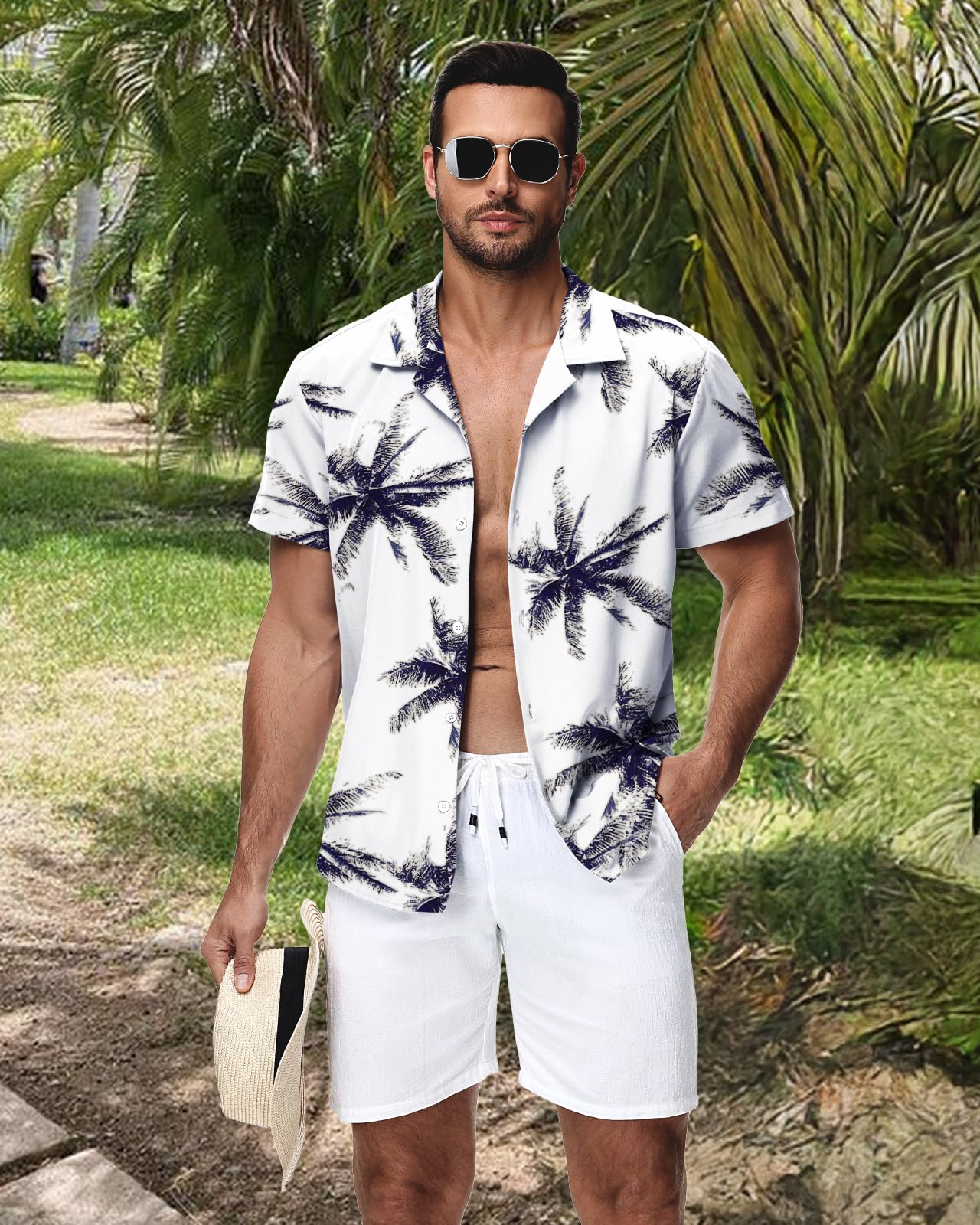 HMIYA Mens Hawaiian Shirts Short Sleeve Button Up Chemise Homme S-3XL - 3