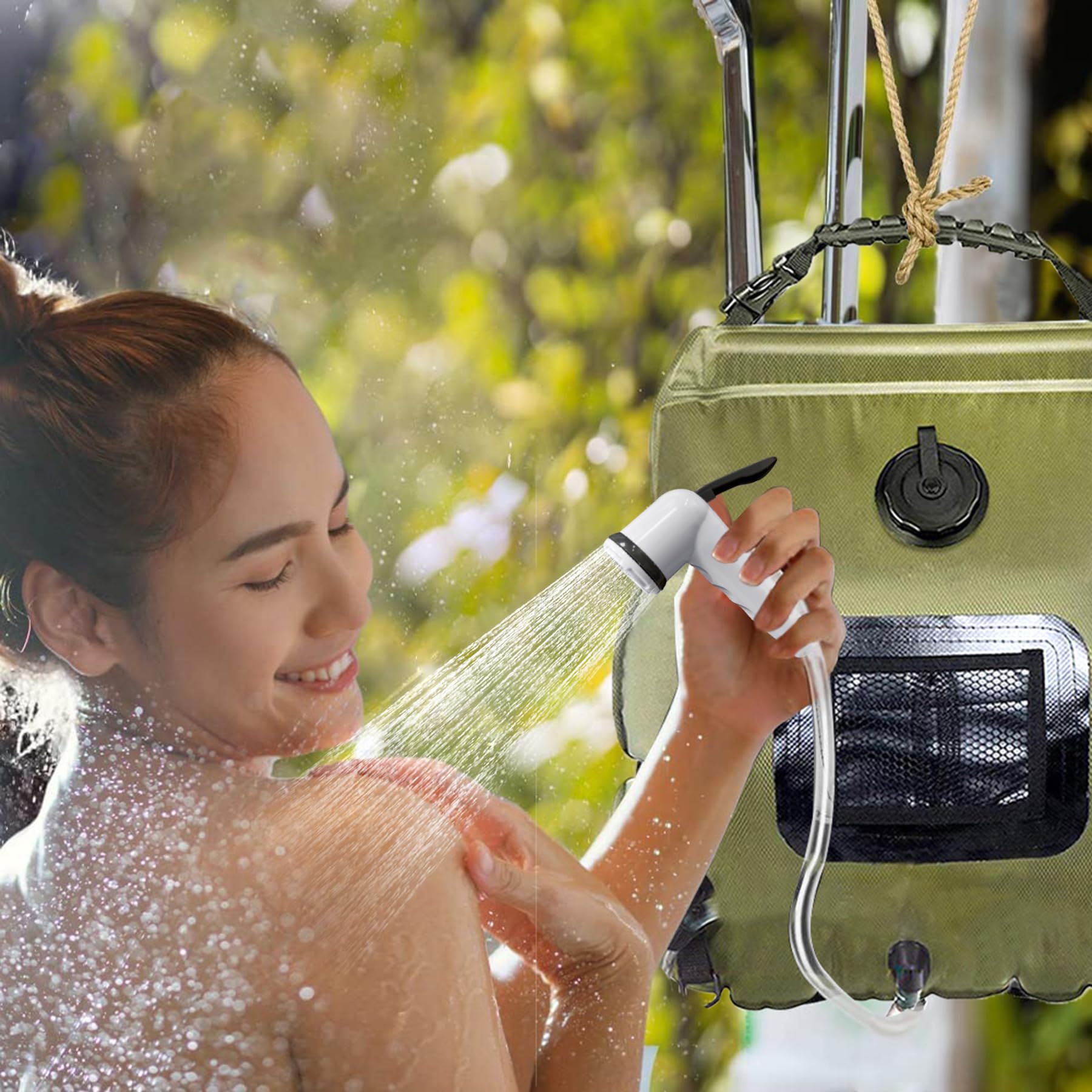 Sac de Douche Solaire Camping,20L Douche de Voyage avec Pomme de Douche,Solaire Sac de Douche,Pliant Extérieur pour Douche,Température 45 °C avec Commutable Tête de Douche,pour Randonnée Escalade