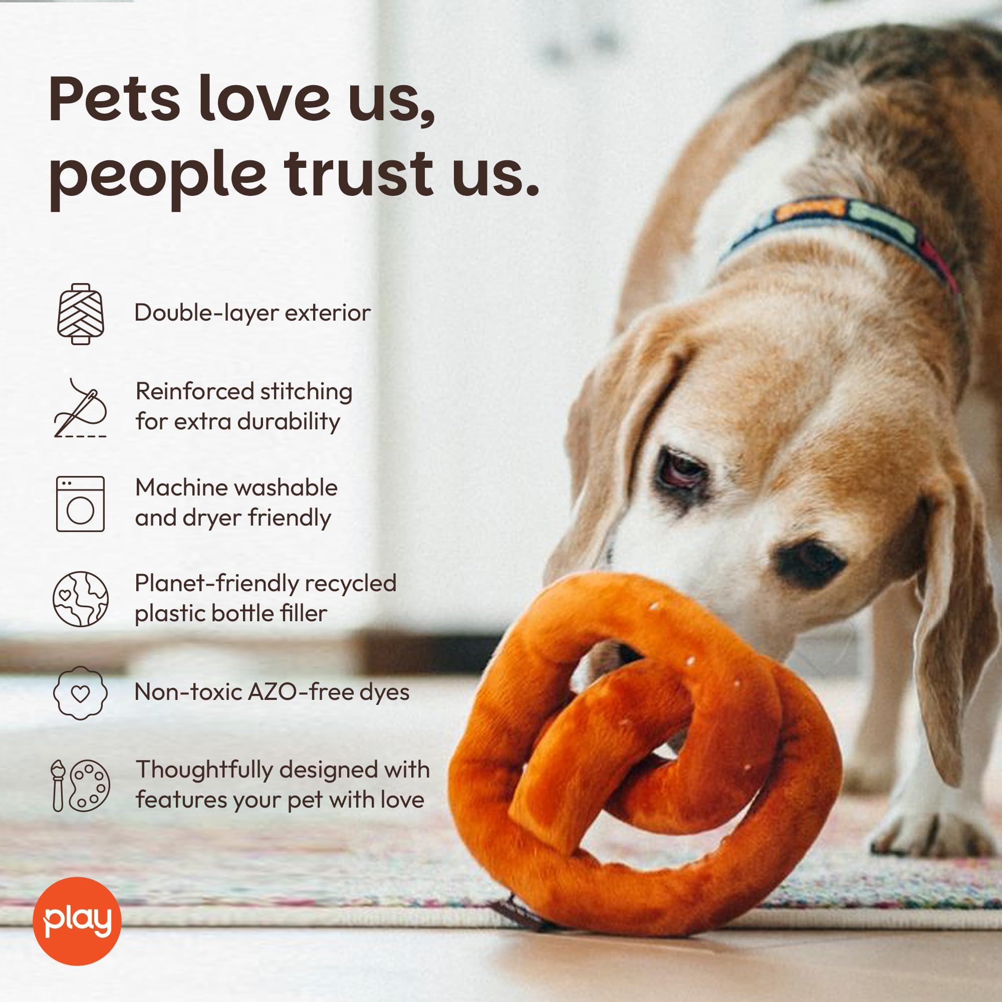 P.L.A.Y. Pet Lifestyle and You - Pluszowa zabawka dla psów i kotów - precel
