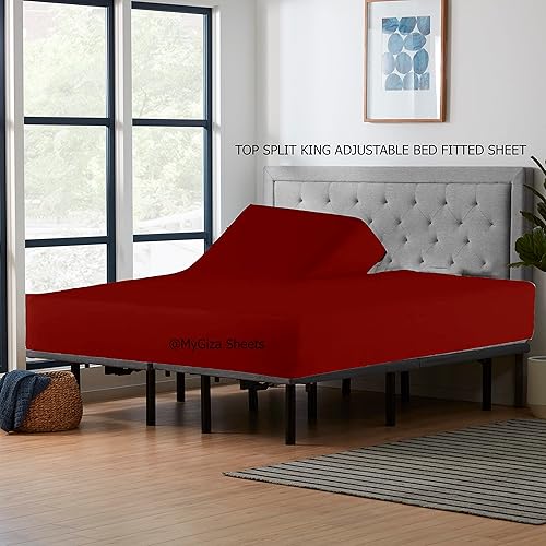 Miniatura 7 de Sábana bajera ajustable individual XL, 100% algodón Giza, sábana bajera de 15 pulgadas, sábanas bajeras individuales extra largas para cama