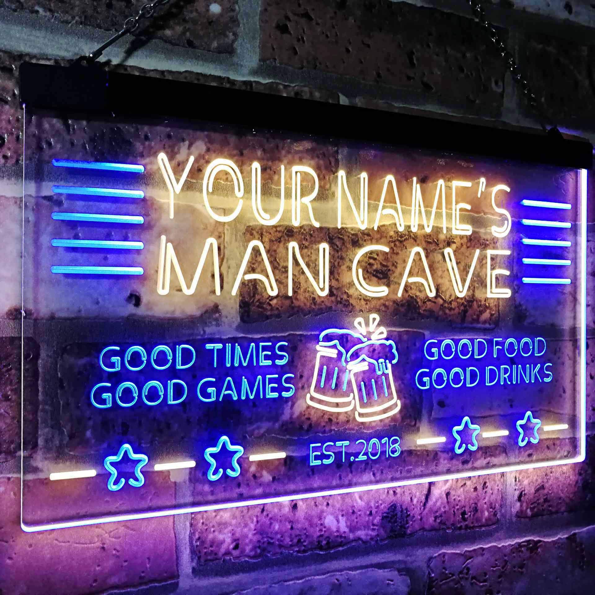 ADVPRO Personalized Name Custom Man Cave Home Bar Est. Year Dual Color LED Barlicht Neonlicht Lichtwerbung Neon Sign Blue & Yellow 300mm x 210mm st6s32-x0012a-tm-by