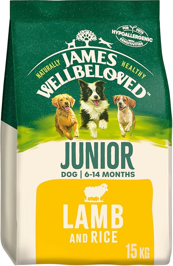 James Wellbeloved Complete Dry Junior Dog Food Lamb and Rice, 15 kg