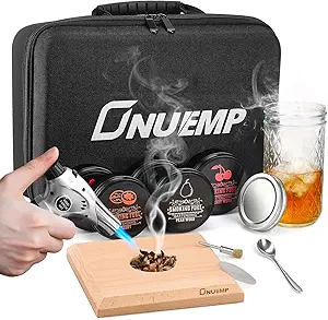ONUEMP Cocktail Smoker Kit with Torch, Old Fashioned Smoker Kit with 5 Flavor Wood Chips, Drink Infuser, Smoke Top, Whiskey Bourbon Gifts for Men Dad Husband Father's Day (Without Butane)