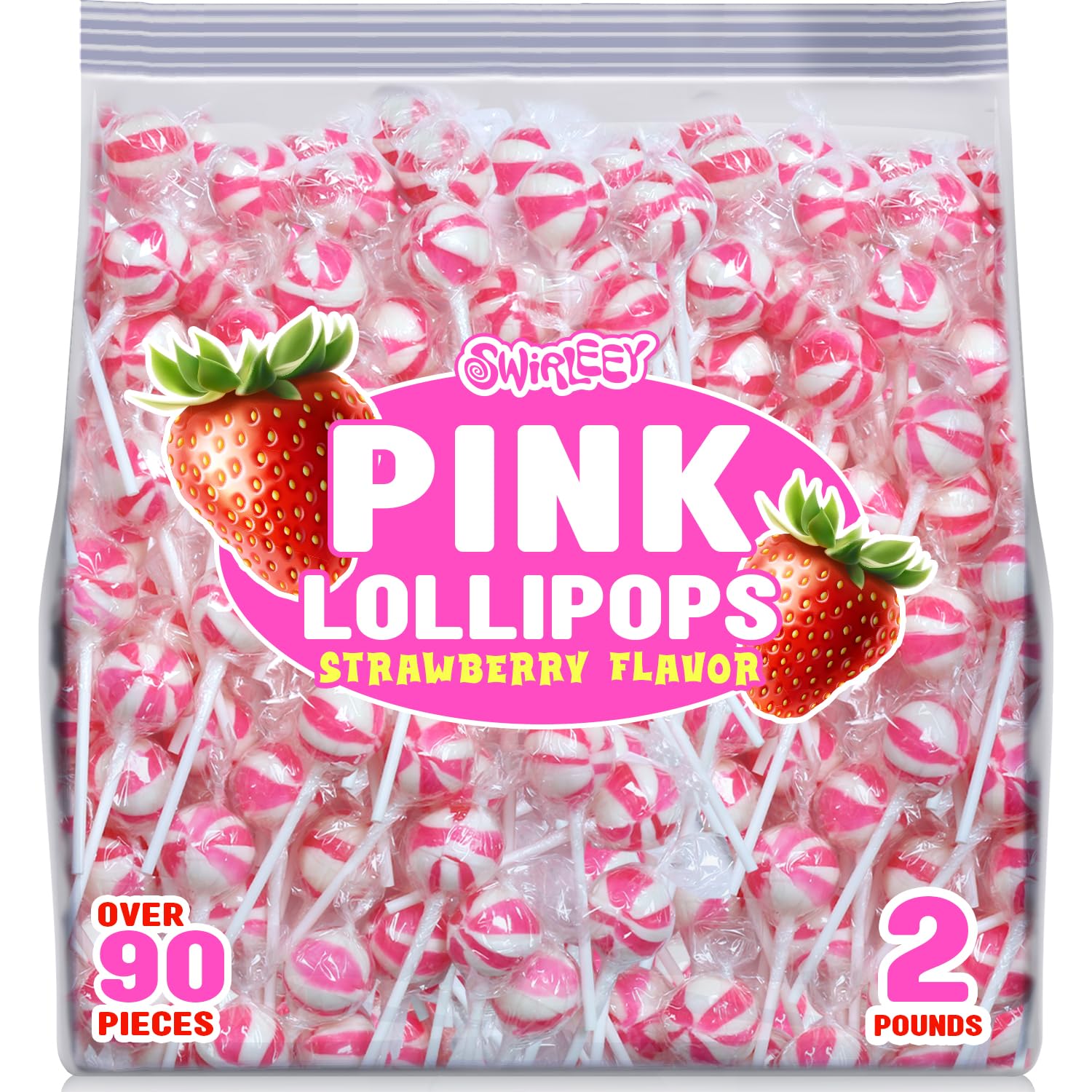 Amazon.com : Swirleey Pink Lollipops - 2 Pounds - Strawberry