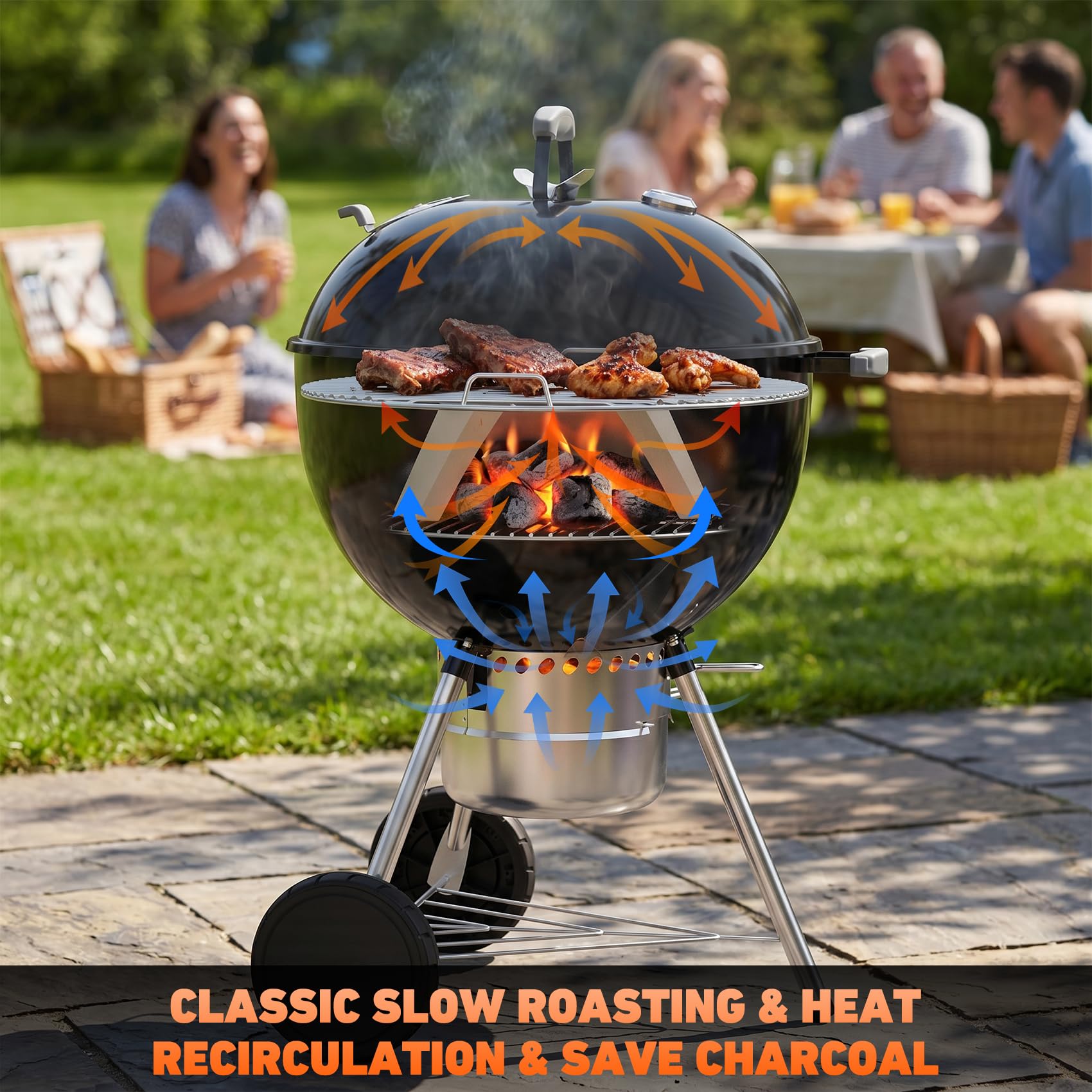 onlyfire Whirlpool - Supporto per carbonella in ceramica per bollitore | Effetto fumo stabile, risparmio di carburante, perfetto per cucinare barbecue a bassa e lenta