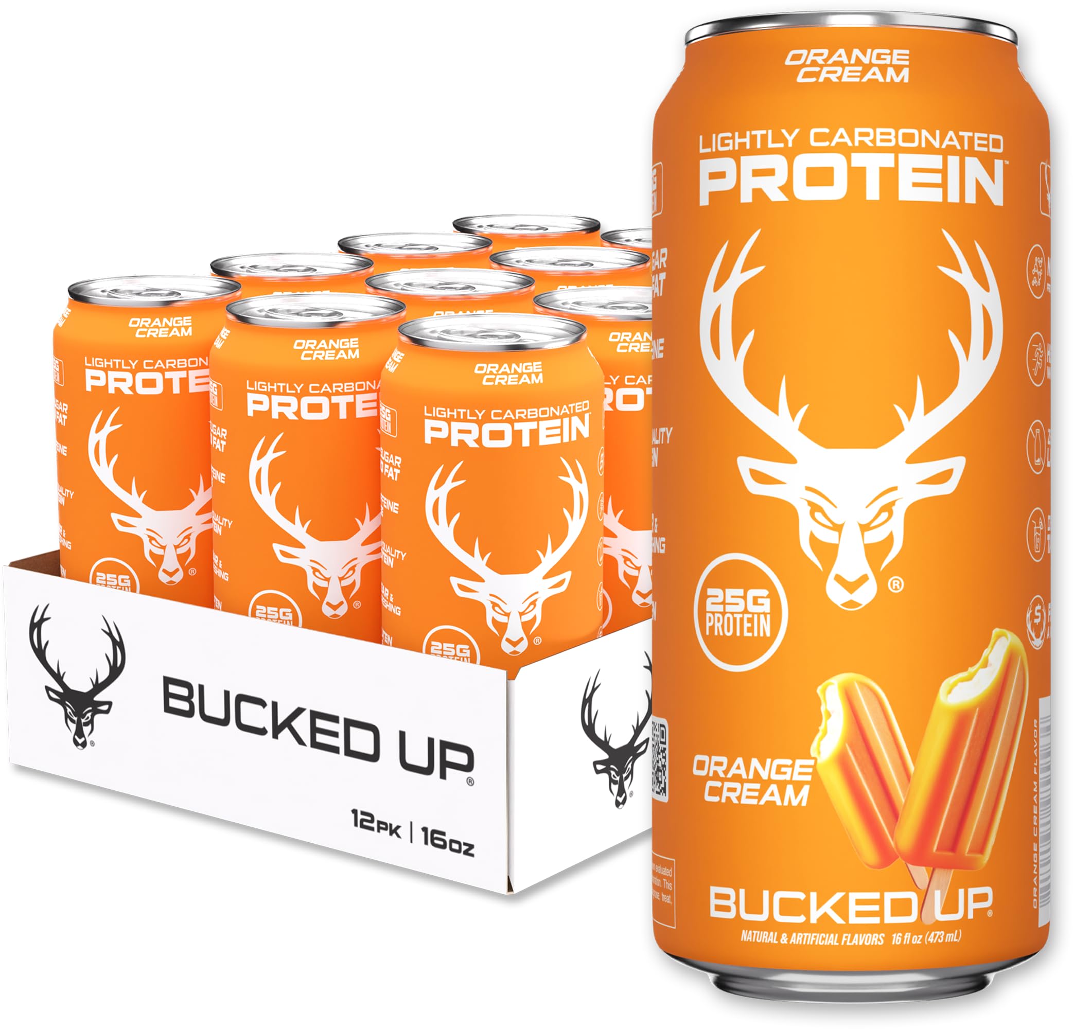 Bucked Up Lightly Carbonated Protein Soda | 25g Whey Isolate - Zero Sugar, Low Calorie, Caffeine Free, Clean Drink | Sparkling Protein Soda - 12 Pack,