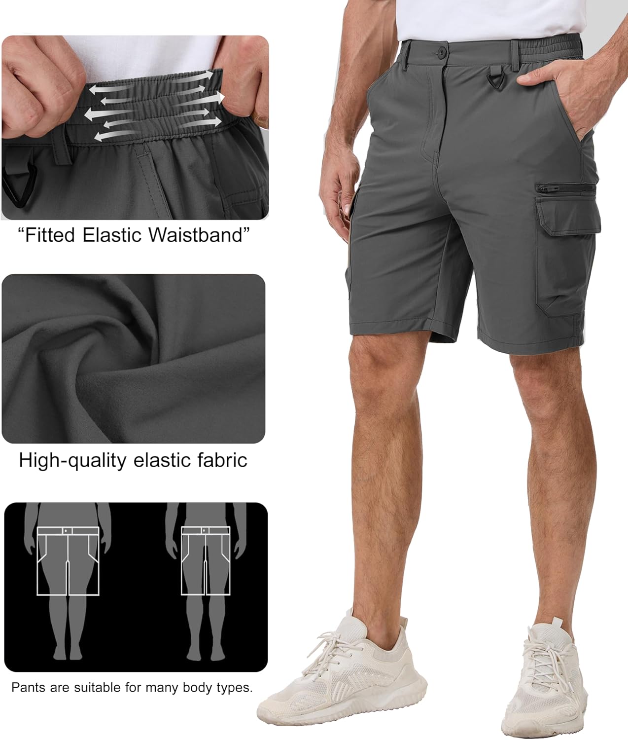NATUVENIX Cargo Shorts for Men Stretch Mens Hiking Shorts Quick Dry Tactical Shorts with 7 Pockets for Fishing Work - Image 5