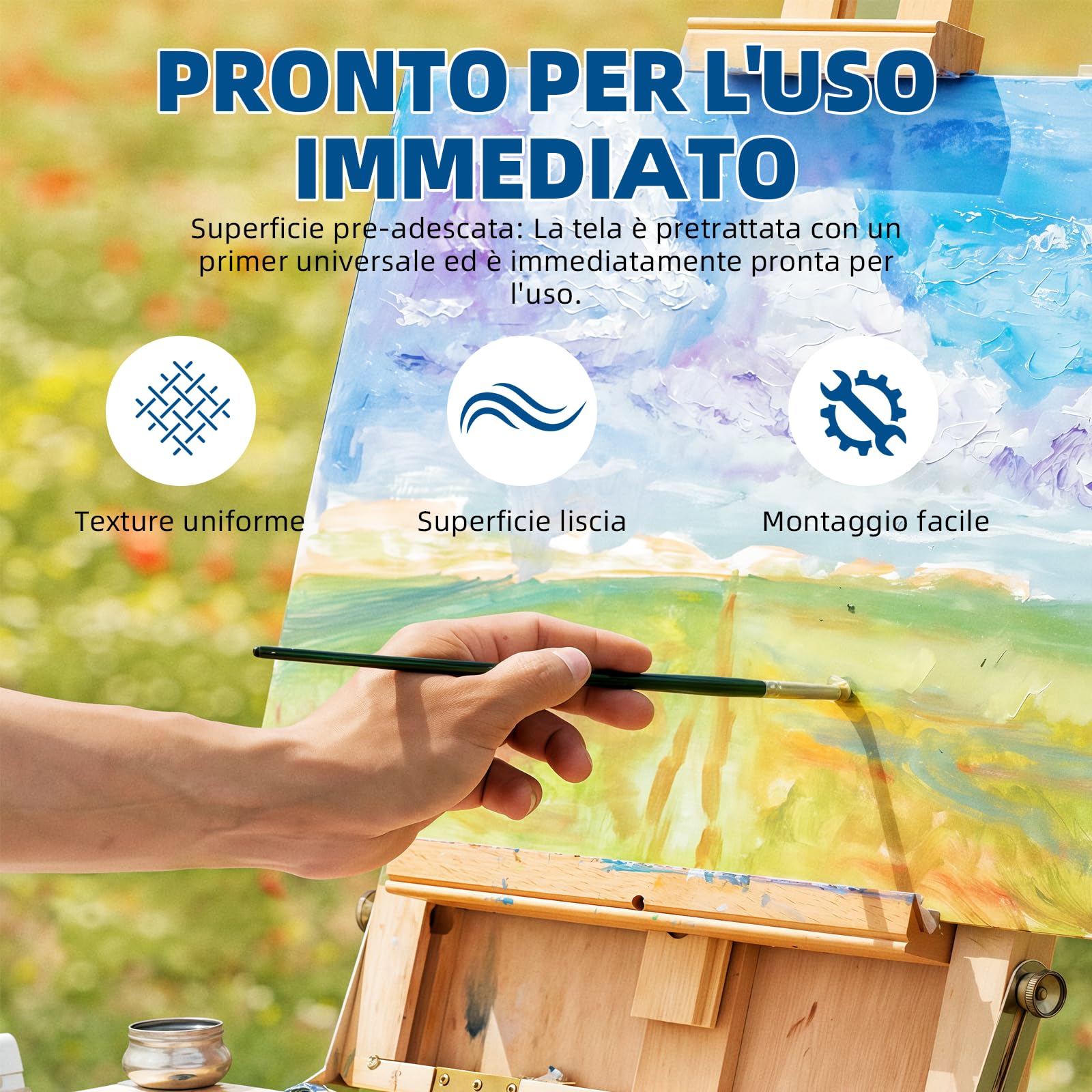 Rotolo di tela in puro cotone, 280 g/m², tela pesante per stampa a colori ad alta definizione, adatto per pittura acrilica, a olio e a getto d'inchiostro. (100 cm x 10 m)