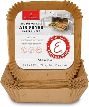 Emeril Lagasse Air Fryer Paper Liners Disposable Non-Stick Parchment Paper Air Fryer Liners for Emeril Lagasse Air Fryer Oven & French Door Air Fryer Oven Square 7.87 Inch Solid 200 Count