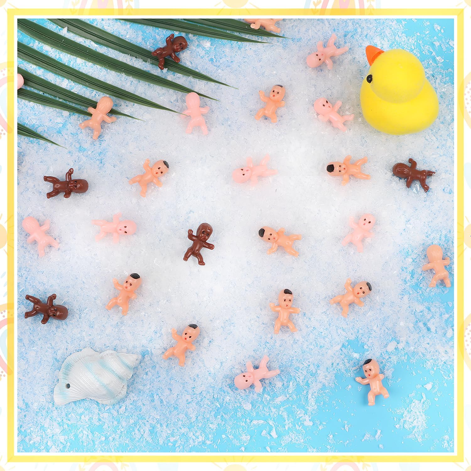 CCINEE 120 Pieces Mini Plastic Babies for Baby Shower Games, 1 Inch Bulk Tiny King Cake Babies Figurines for Ice Cube Game Party Decoretions