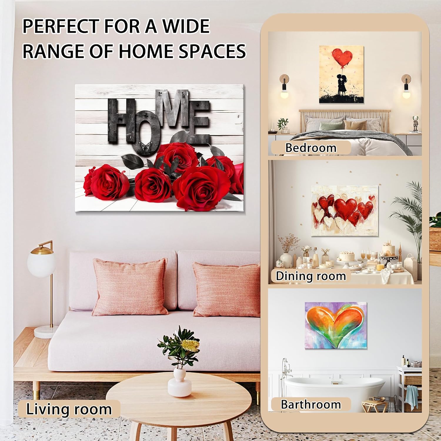 Red Wall Decor for Bedroom Red Bathroom Artwork Black and White Canvas Wall Art Rose Pictures for Living Room Home Decorations Bad Romance Flower Painting Couples Bedroom Kitchen Modern Artwork 16x20