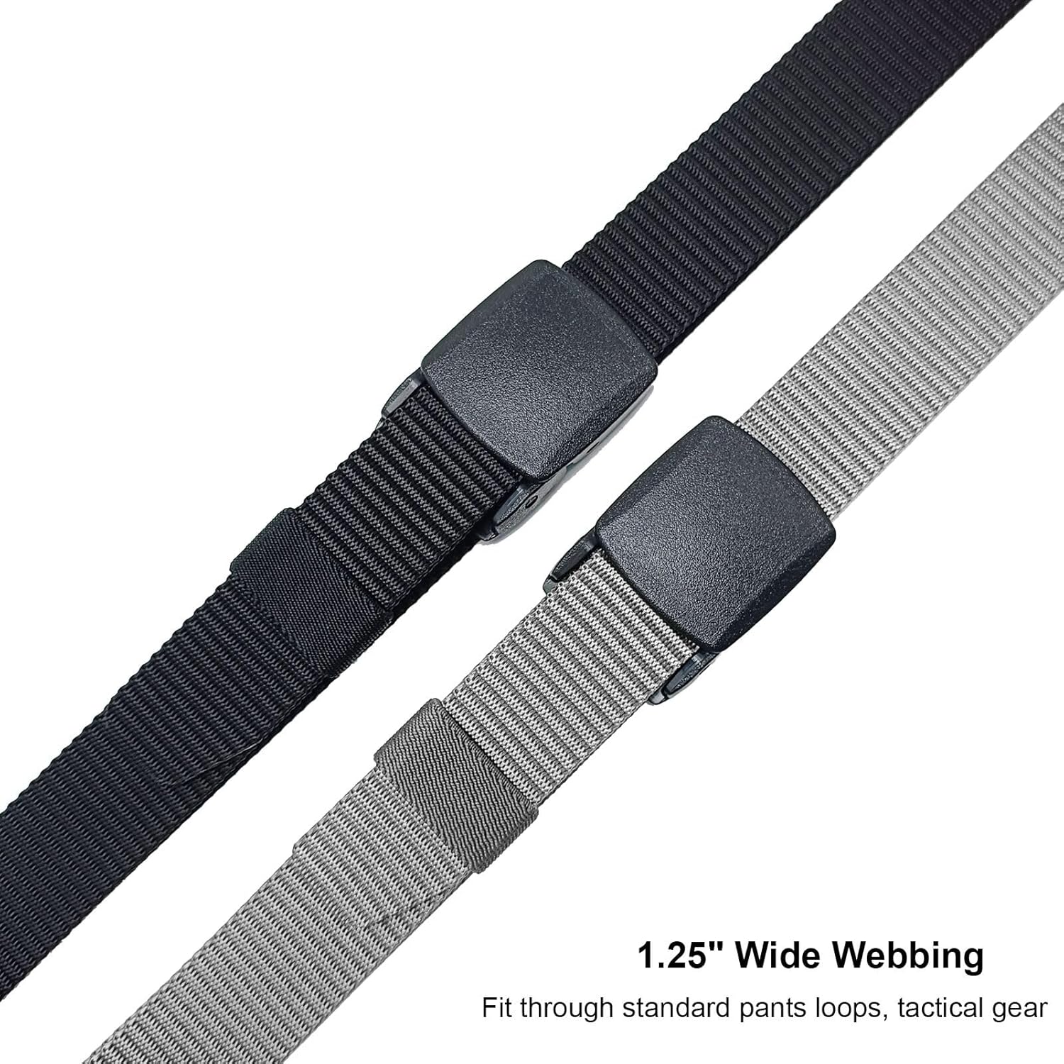 2 Pack Military Nylon Belt, 1.25" Wide No Metal Webbing Tactical Web Belt - Image 4