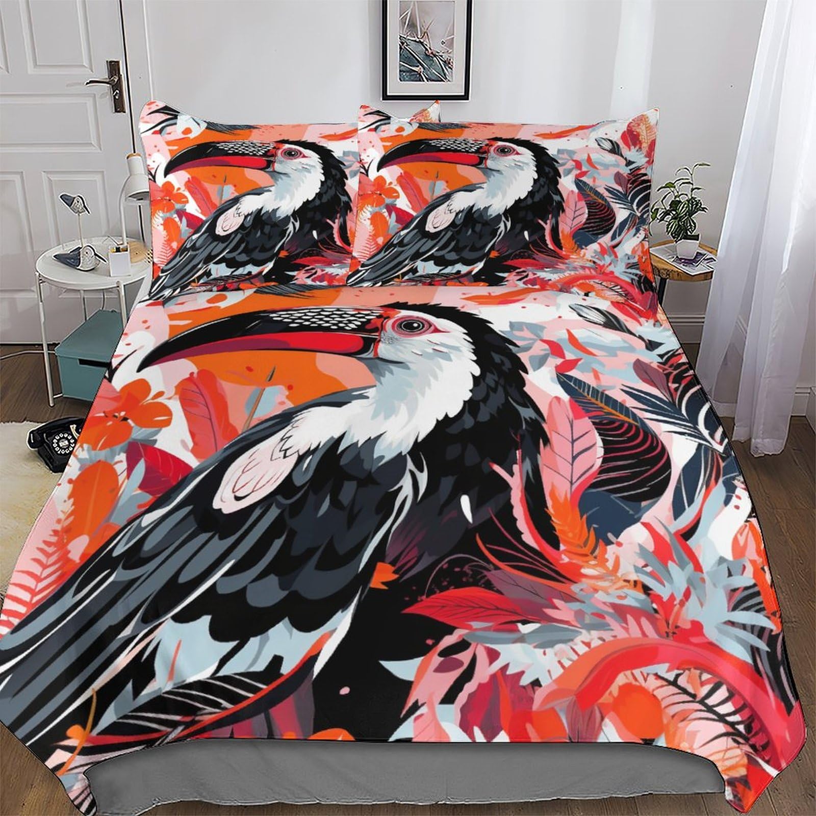 Housse de couette toucans 200x200cm pour en finir avec la couette qui glisse