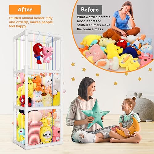 Miniatura 4 de HOMEWIS Almacenamiento de animales de peluche, soporte para animales de peluche, capacidad extragrande, organizador de juguetes para niños, estante