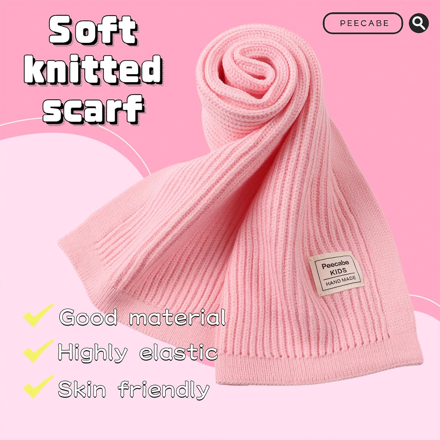 Peecabe Kids Scarf Soft Warm Knit Neck Warmer Winter Classic Scarf for Boys Girls - Image 3