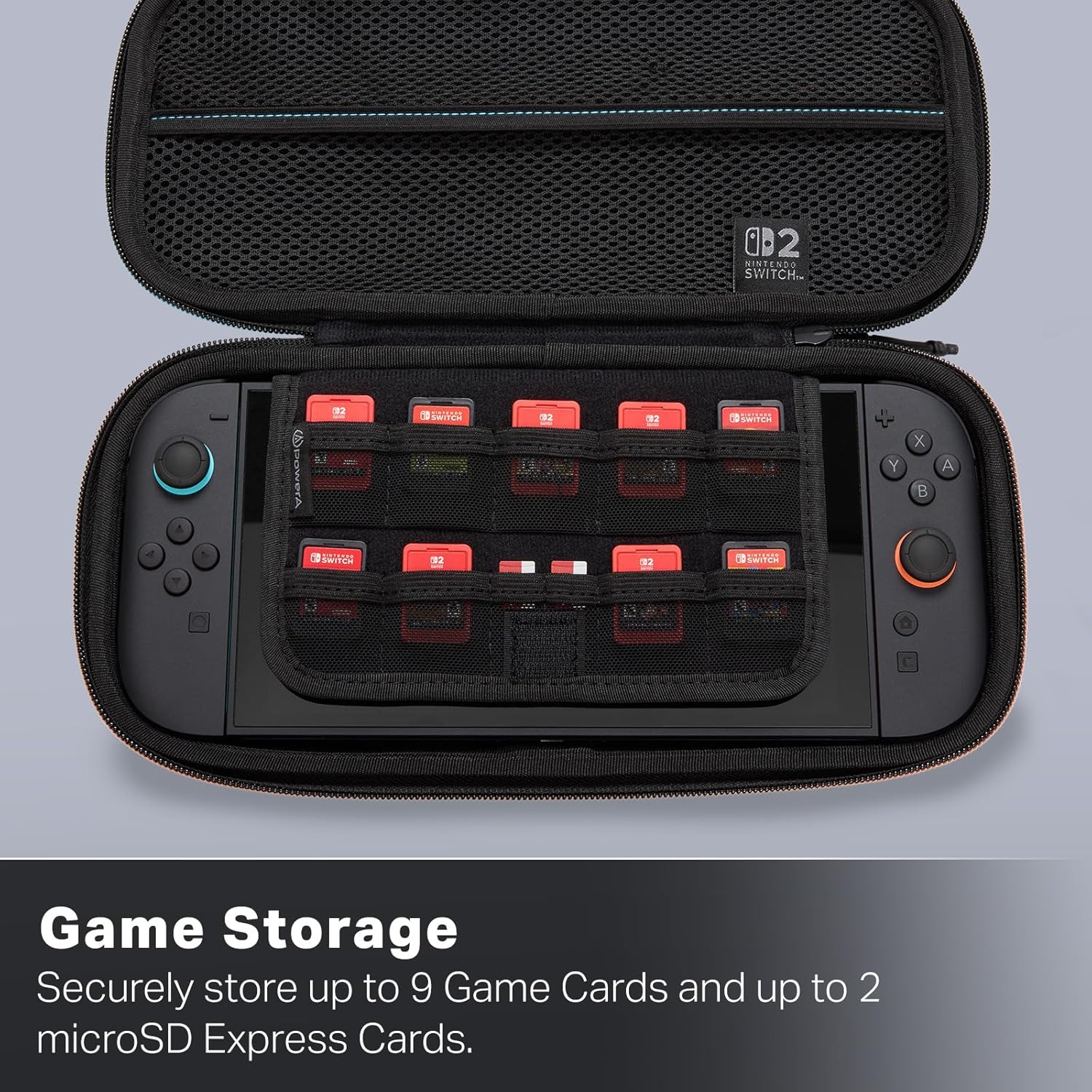 PowerA Protection Case for Nintendo Switch 2 - Black, Officially Licensed, Protective Storage, Holds up to 9 Game Cards and 2 microSD Express Cards, Integrated Play Stand - Image 5