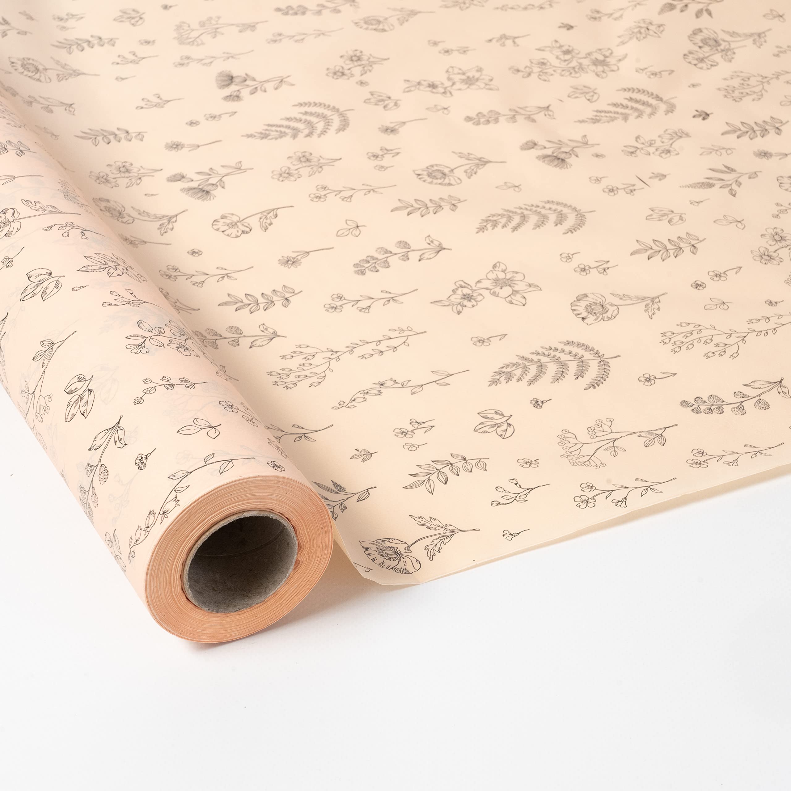 PAKOT | Bobina Papel Seda Diseño Flores y Plantas 18grs - Rollo 70CM X 100M - Ideal Embalaje para Tiendas, Manualidades, Packaging de productos, Regalos