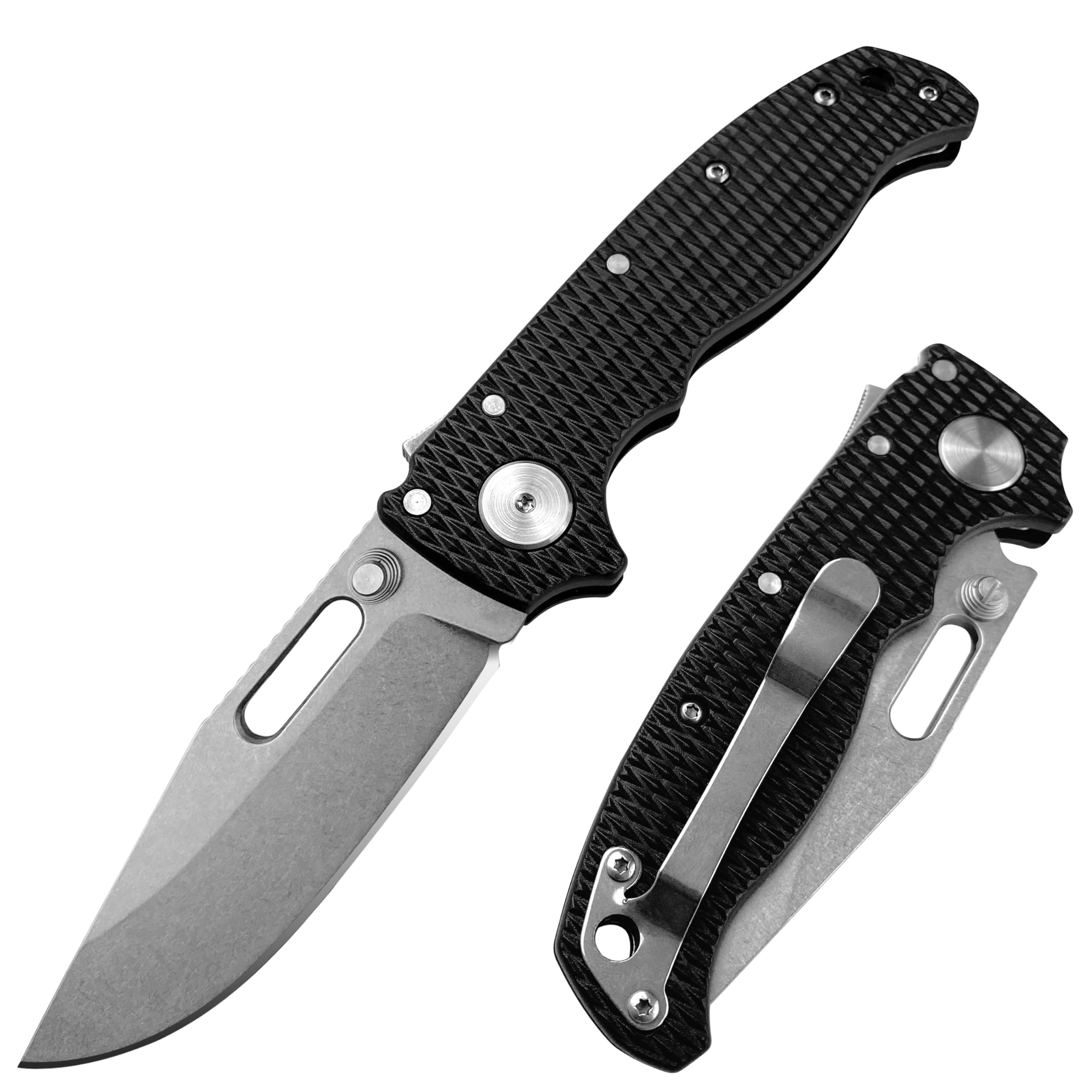 LFHCFolding Pocket Knife with Clip and G10 Handle, AUS10 Blade Foldable Knife for Men, Outdoor Survival Folding Knives for EDC Camping Hiking Hunting