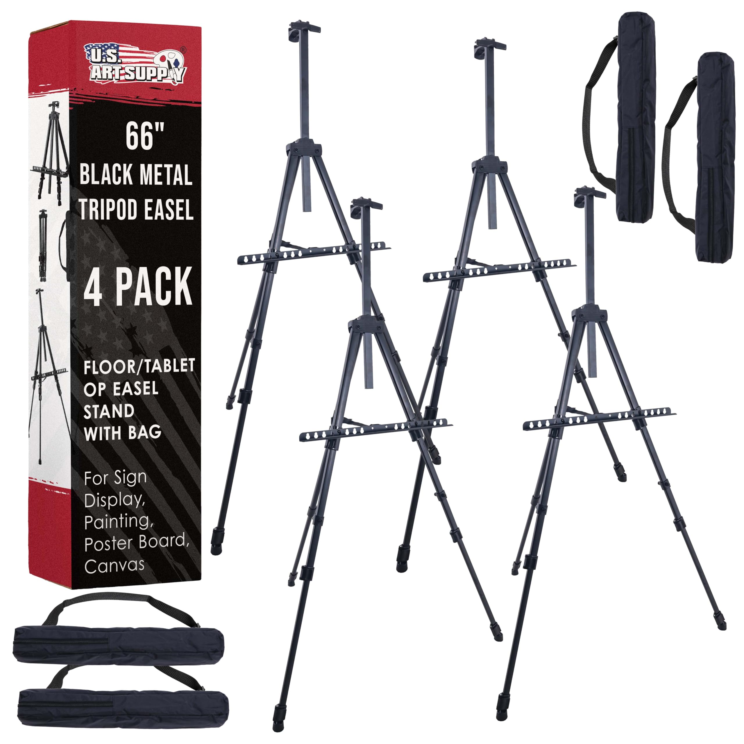 U.S. Art Supply 66 inch Tripod Easel 4 Pack
