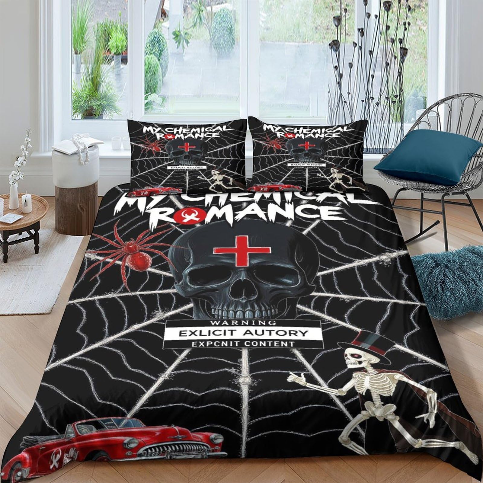 Ctjqhvkz Style-6 3D Printed Skeleton Spider Web Fitted Sheet Microfiber Soft Bedroom Decor Mattress Cover For Adult Youth Single（135X200cm）