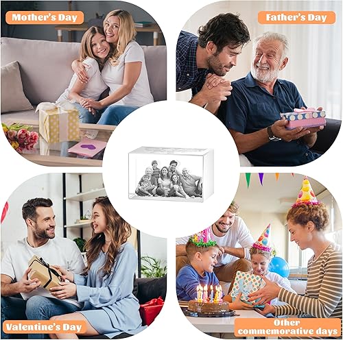 Miniatura 8 de Foto de cristal 3D, regalos de fotos personalizados para mujeres, esposa, hombres, mamá, padre, parejas, vidrio óptico grabado con láser