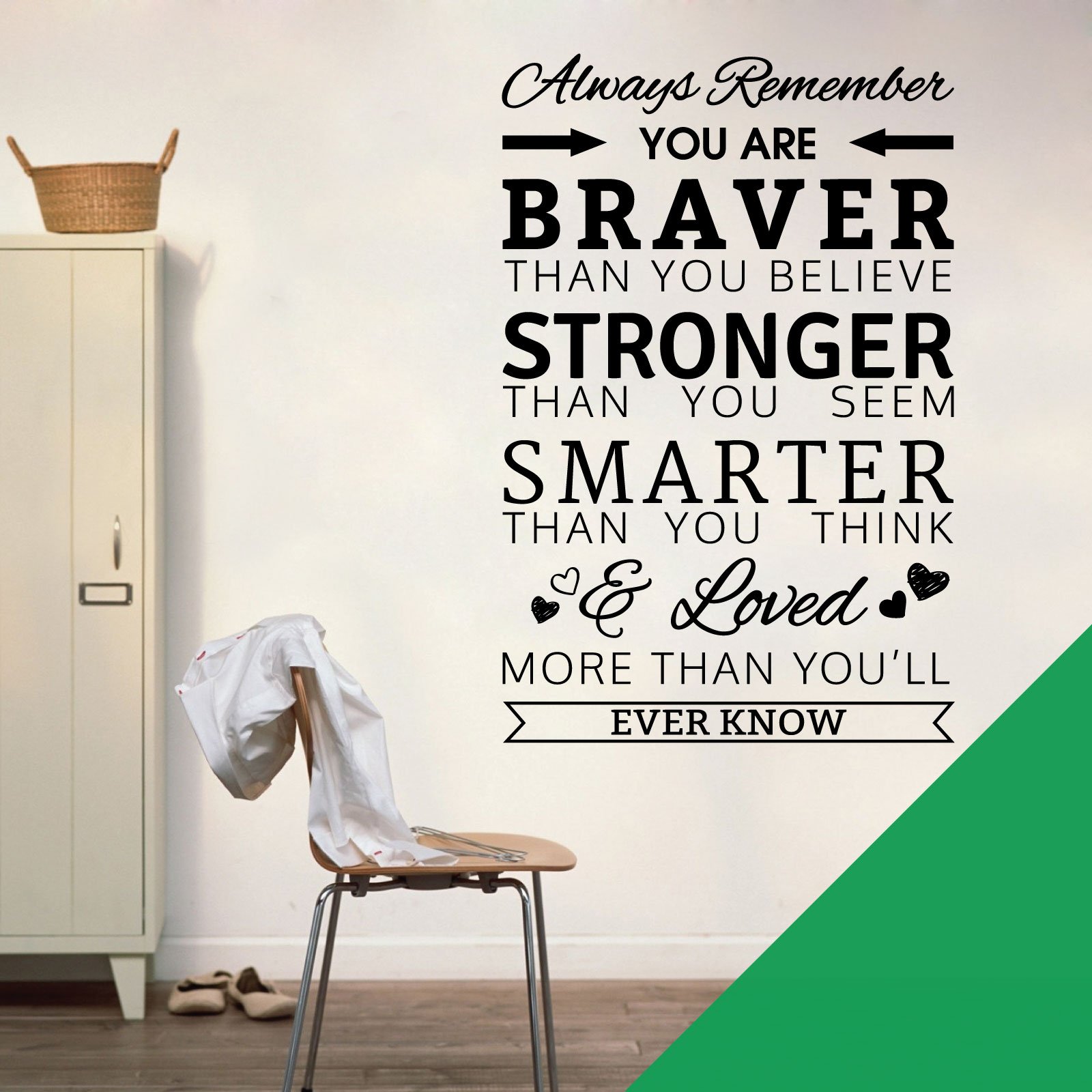 Always Remember, You are Braver Than You Believe, Stronger Than You Seem - Quote Decal Wall Sticker [Medium] [Cactus] — image 1