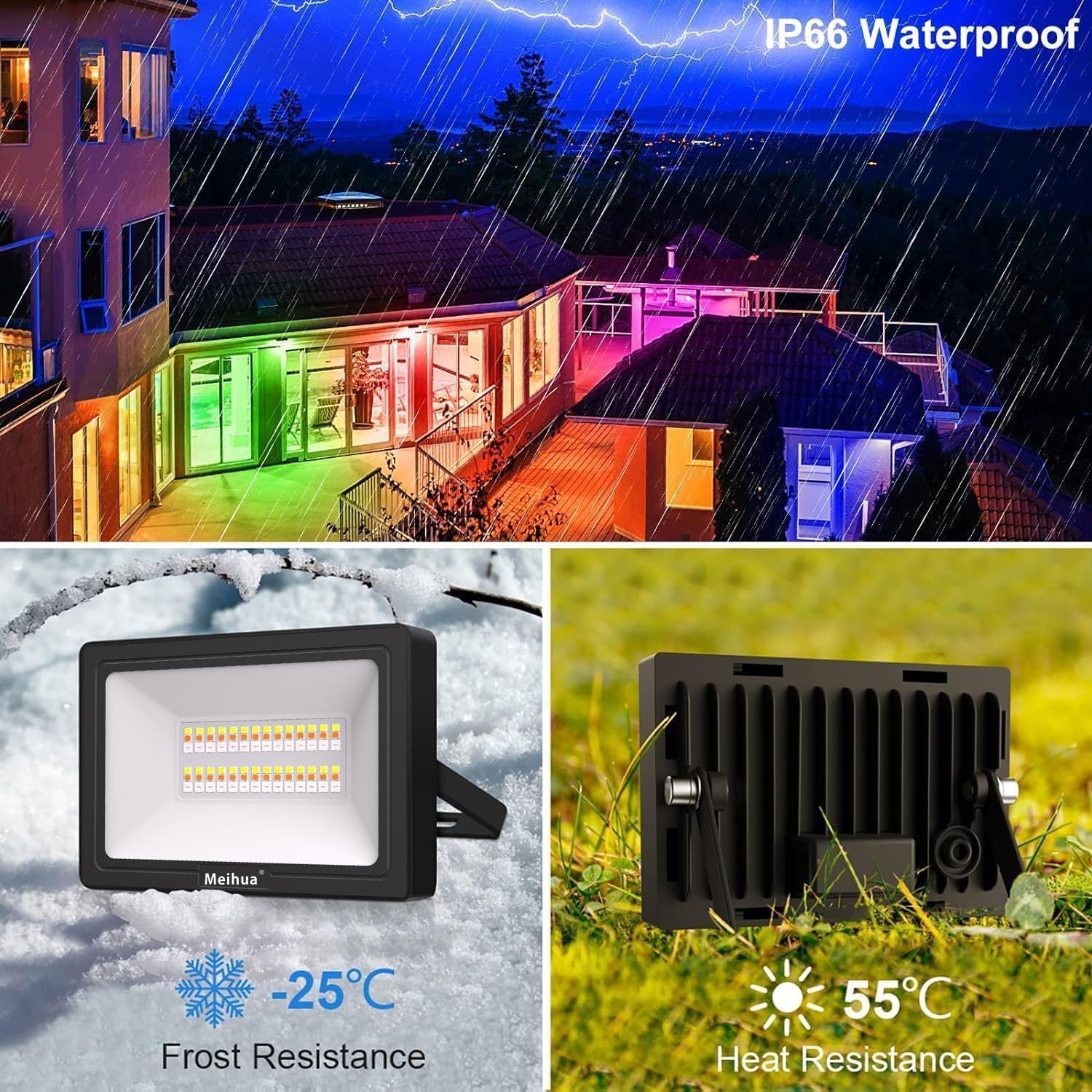 MEIHUA 35W Foco RGB Exterior Con Control Remoto Floodlight 10 Colores