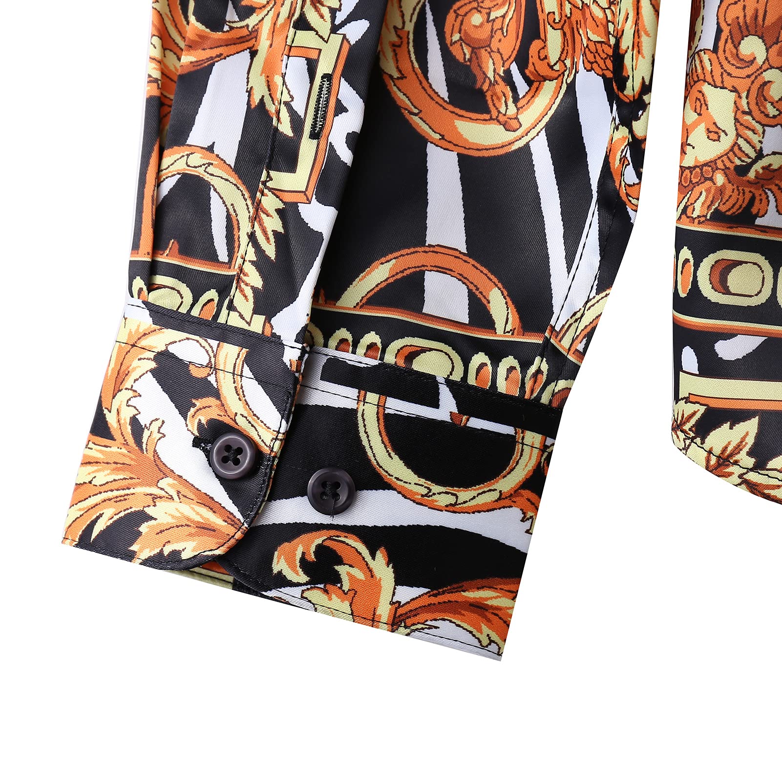 Camisa de vestir con botones de satén para hombre, ajustada, de manga larga y con estampado floral de lujo, de seda, para fiesta, graduación o discoteca