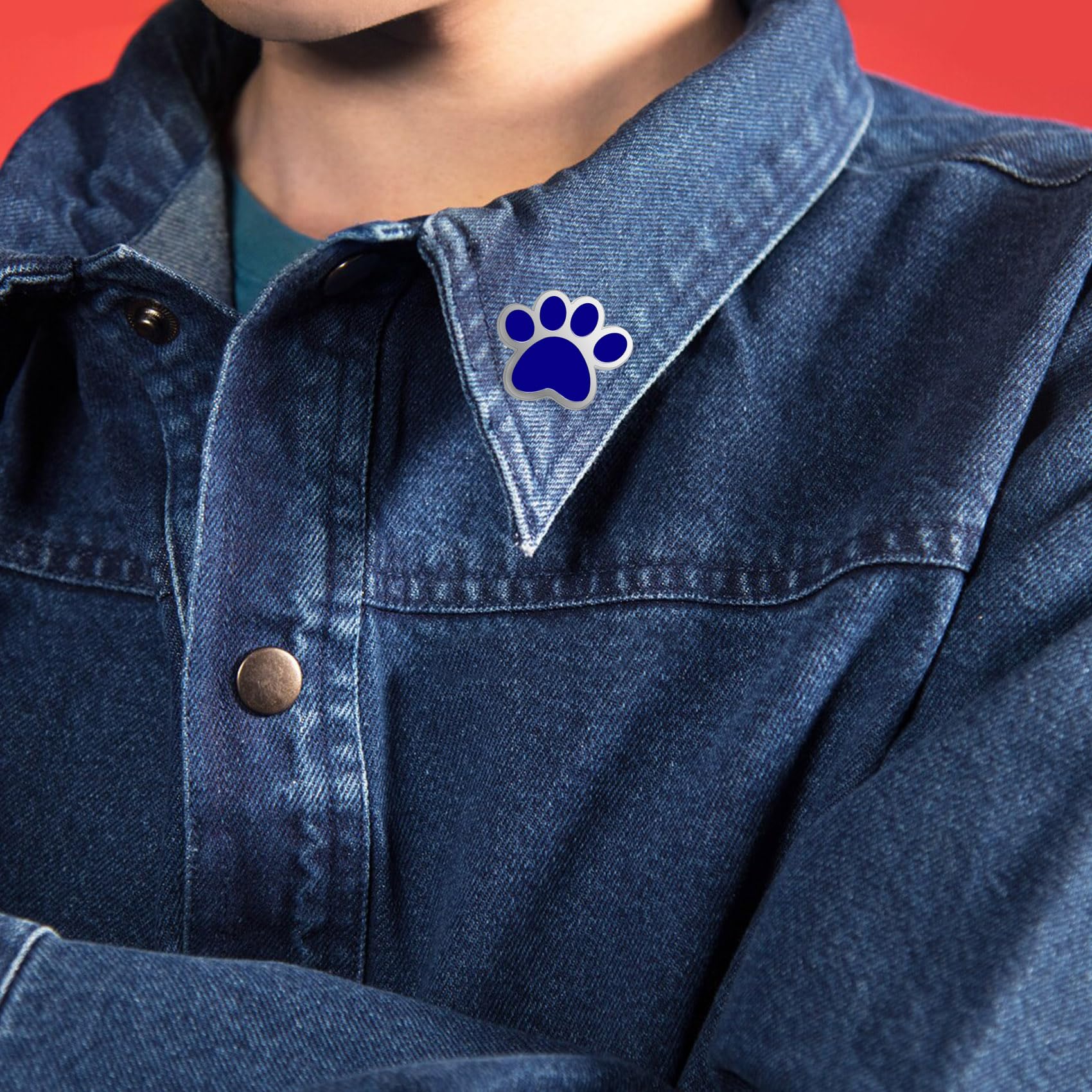 6/12/50/100 pines de solapa con diseño de pata azul de 1 pulgada, premios para estudiantes escolares, broche de mascota para ropa, bolsos, sombreros