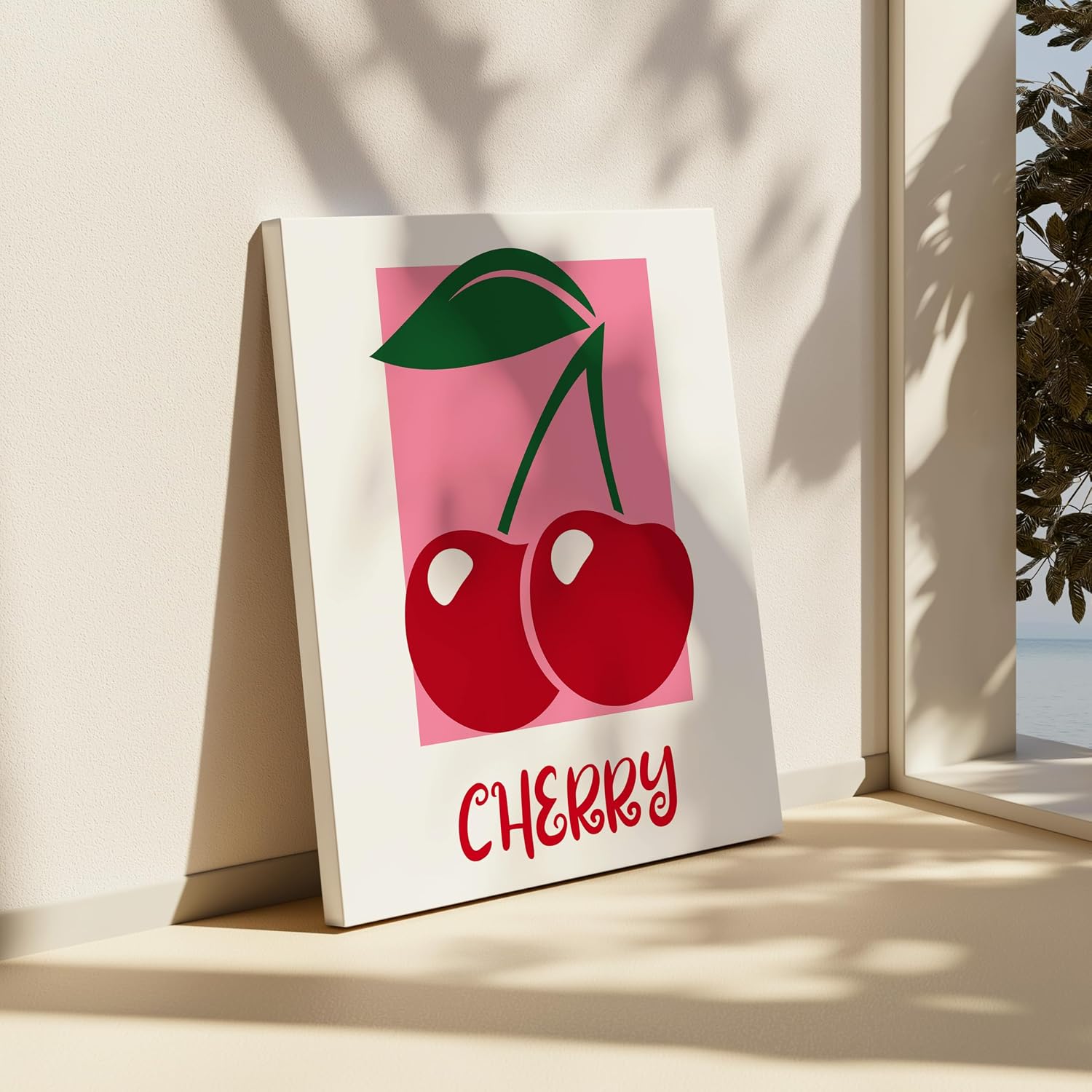 Poster Master Cherry Canvas - Red Cherries Print - Food & Drink Art - Housewarming Gift for Baker, Pastry Chef - Perfect Wall Decor for Kitchen, Restaurant, Bakery - 8x10 STRETCHED Canvas