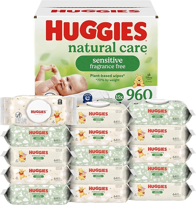 Huggies Natural Care Sensitive Baby Wipes, Unscented & Hypoallergenic