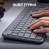 Logitech Signature Slim K950 Wireless Keyboard, Sleek Design, Switch Typing Between Devices, Quiet, Bluetooth, Multi-OS, Windows, Mac, Chrome, QWERTY UK Layout, Graphite