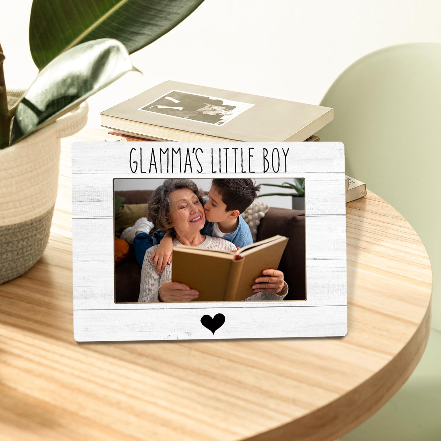 Glamma's Grandma Gifts From Grandson Picture Frame, Grandma Gifts for Mother's Day, Glamma's Little Boy Photo Frame 4X6, Grandfather Wooden Photo Picture Frames for Desk Tabletop Decor - Image 2