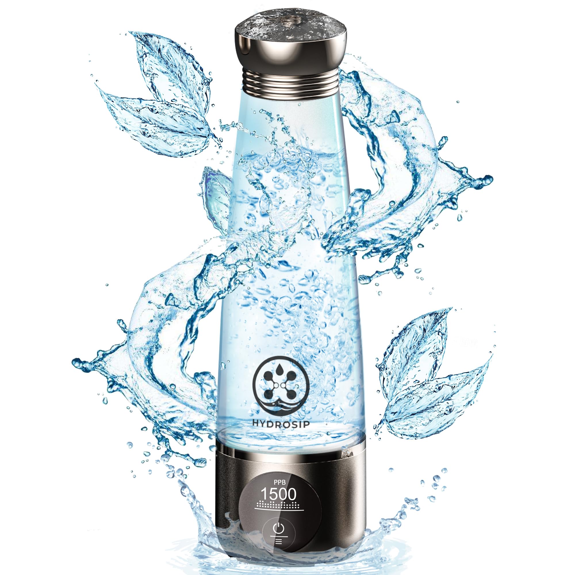 Hydrosip Hydrogen Water Bottle – Hydrogen Water Bottle Generator – Portable Tumbler for Purified and Hydrogen Infused Water – Up to 3000ppb Hydrogen Content – Electric Hydrogen Bottle