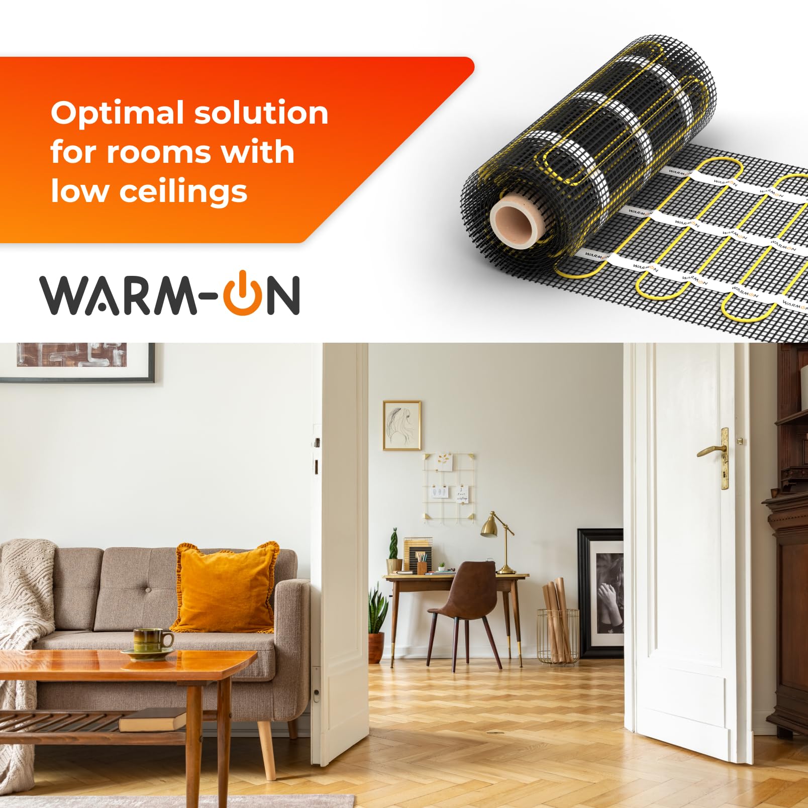elektrische Fußbodenheizung für Fliesen: Zweiader-Heizmatte WARMON ULTRA 200 W/m², heating mat, mit Thermostat, FARBE:Th. MCS 450 Non WiFi - Schwarz, Mattengröße:2 m²