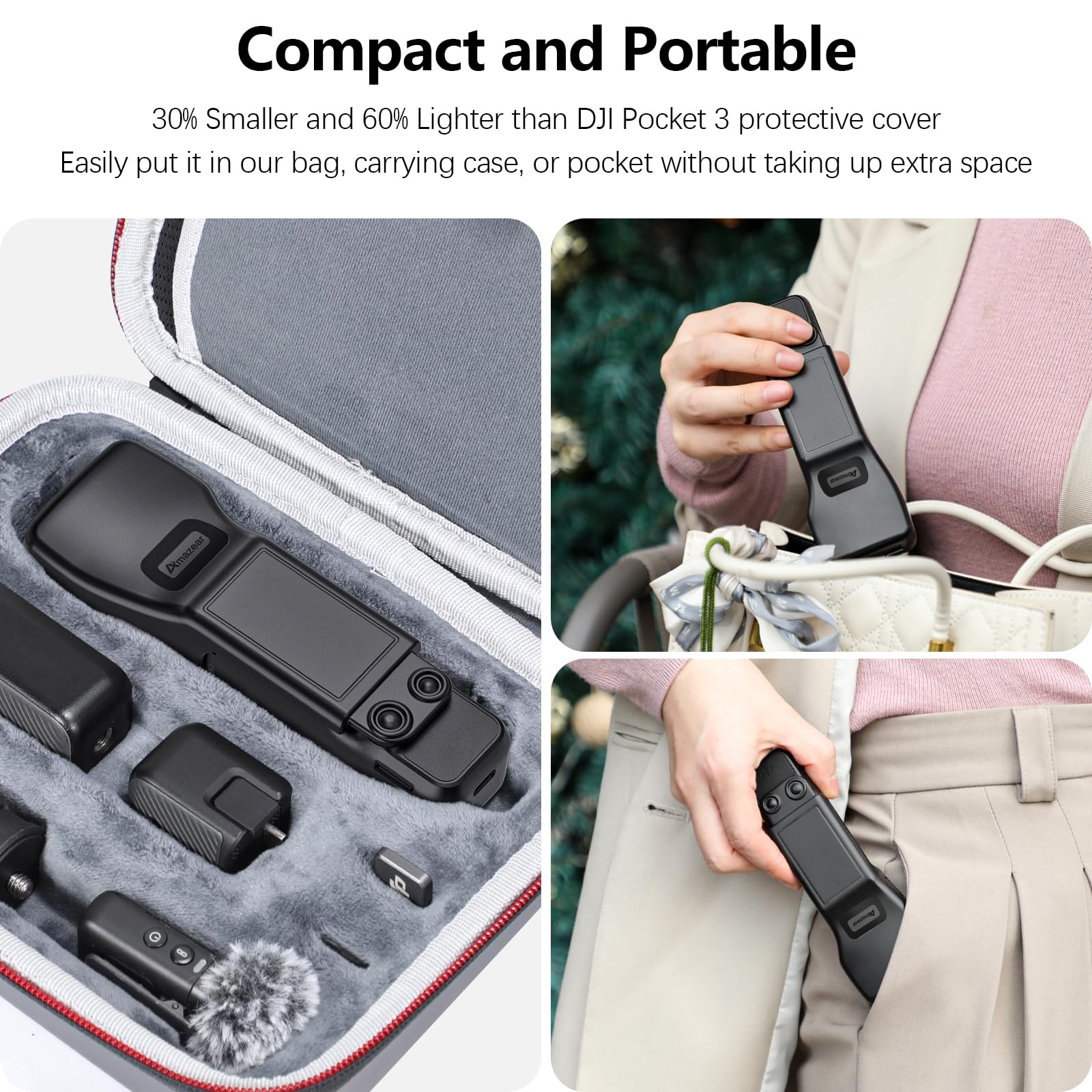 AMAZEAR Magnetyczny uchwyt do DJI Osmo Pocket 3 i gimbal osłona obiektywu kombi do akcesoriów DJI Pocket3, super mocny uchwyt magnetyczny z idealnym dopasowaniem