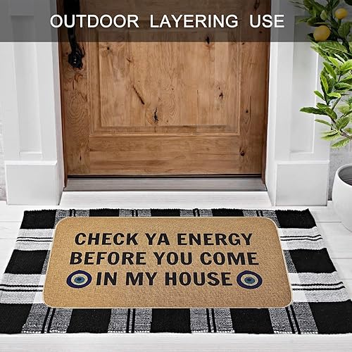 Vista 28 de Divertidos tapetes para puerta de entrada y exteriores, tapetes bohemios para entrada, tapete de goma antideslizante, absorbente y resistente a
