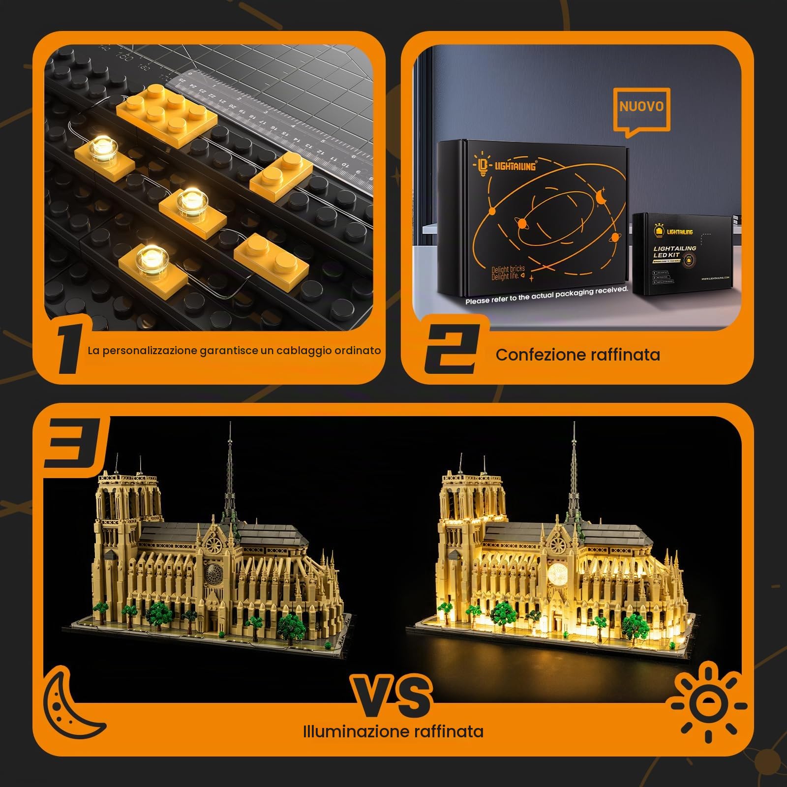 LIGHTAILING Lumières pour Lego-21061 Notre-Dame de Paris- Kit d'Éclairage LED Compatible avec le Modèle Lego：Versione con Telecomando - Modèle Non Inclus