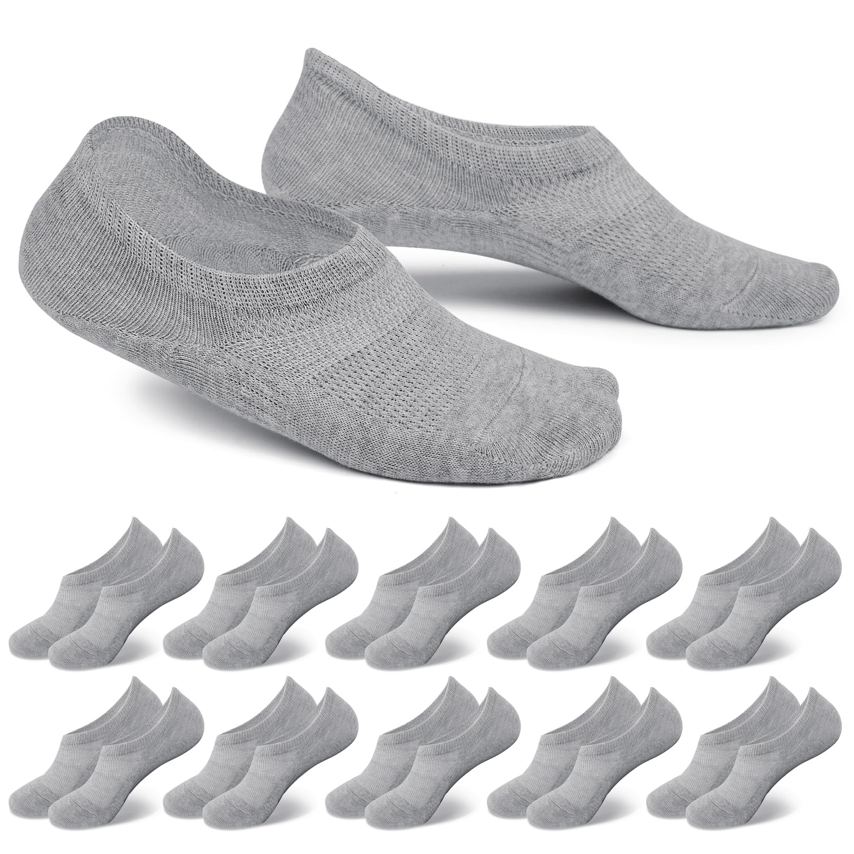 10 par skarpet typu sneaker, niewidoczne, dla kobiet i mężczyzn, krótkie, bawełniane, antypoślizgowe, oddychające