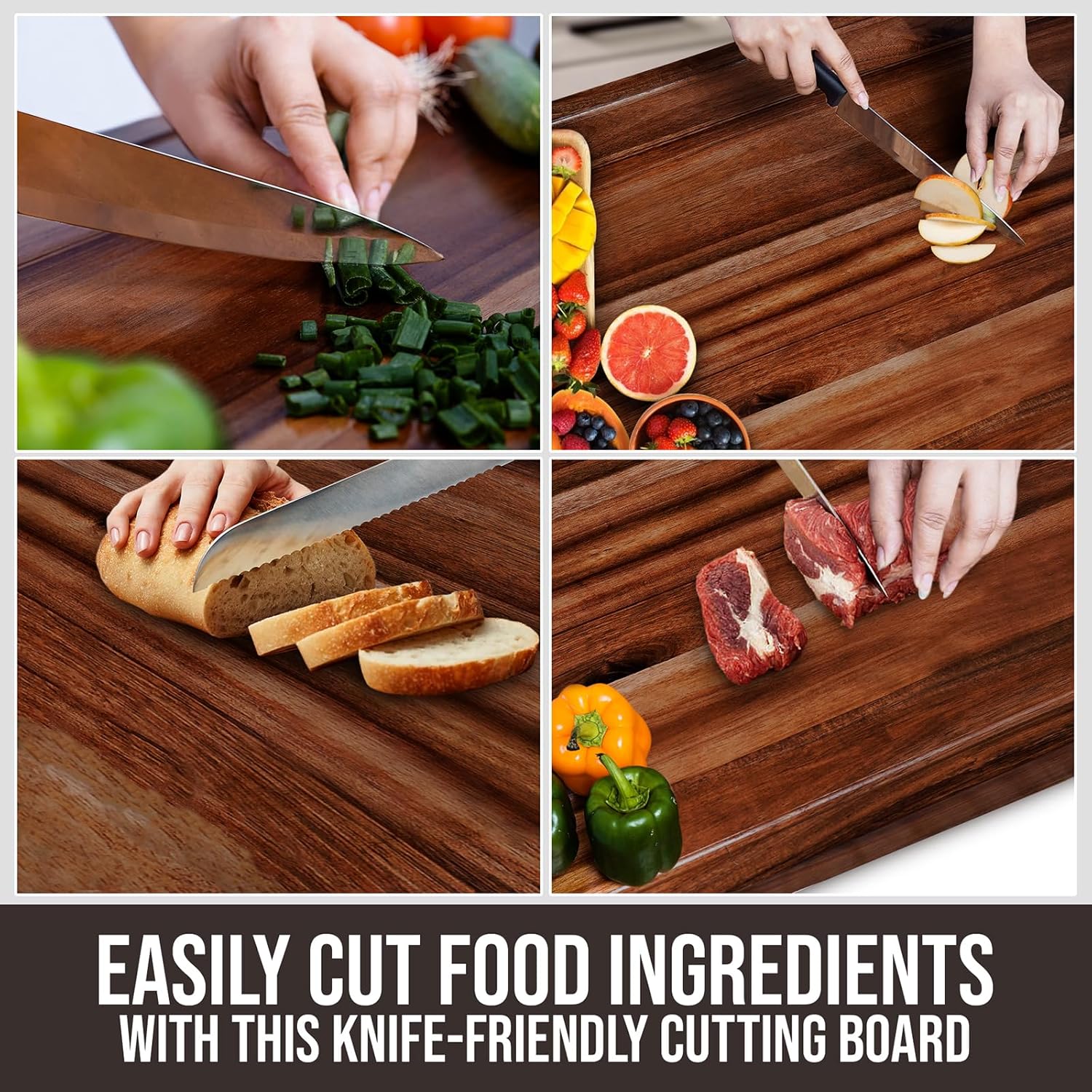 30 Inches Noodle Board Stove Cover & Cutting Board - Large Acacia Wood Chopping Board with Juice Groove Adjustable Non Slip Rubberized Legs - Multi-Purpose Carving Board & Serving Tray