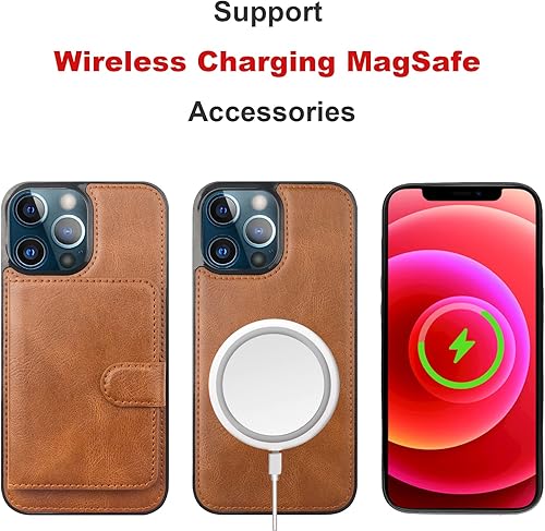 Miniatura 36 de Bocasal Funda tipo cartera para iPhone 13 Pro Max compatible con MagSafe magnético RFID bloqueo desmontable de piel sintética de alta calidad