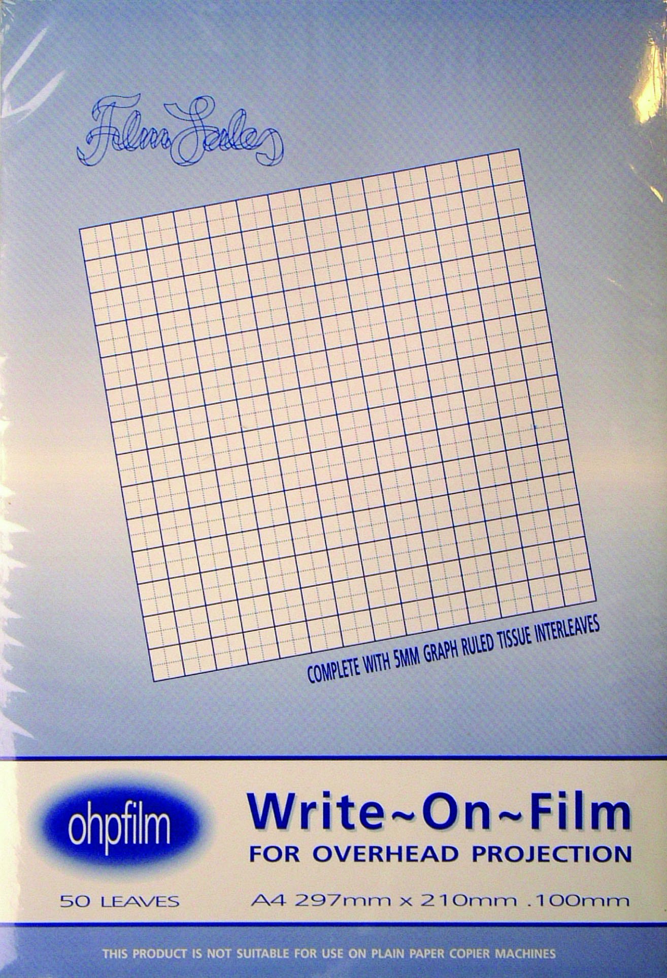 Film Sales Film transparent pour écrire A4 100 mm Bloc de 50 feuilles