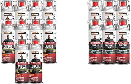 Miniatura 7 de SAMURAI Pintura en aerosol de 2 partes para caja de camioneta, revestimiento texturizado granular de poliuretano e imprimación epoxi (blanco, caja