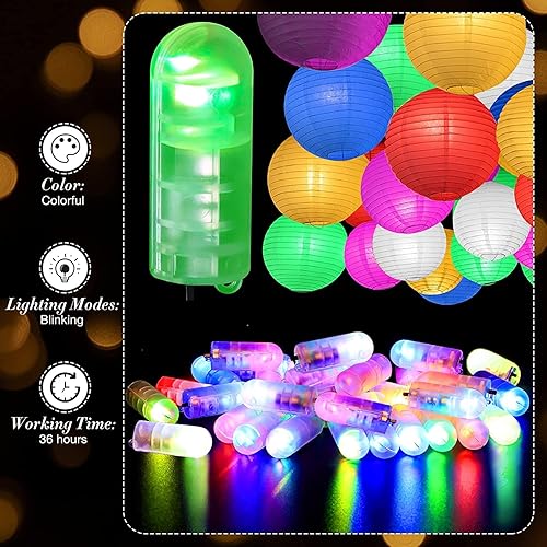 Miniatura 4 de Yizhet Luces LED de globo, 30 luces de globo multicolor con interruptor, mini luces LED para globos, linterna de papel, Navidad, boda, fiesta,