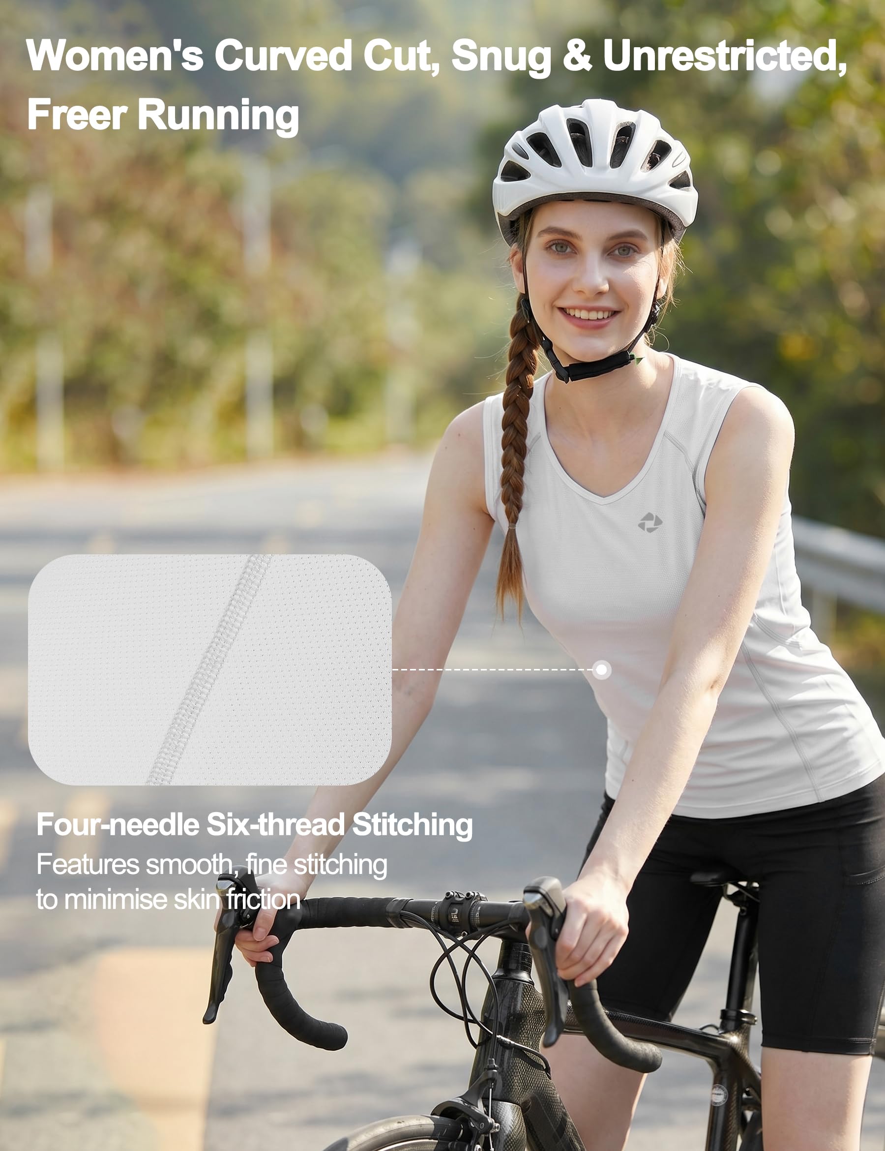 KUTOOK Maillot de Ciclismo Sin Mangas para Mujer Secado Rápido Transpirable Sin Mangas Camiseta Funcional con Marcas Reflectantes Maillot Ciclismo Verano V612