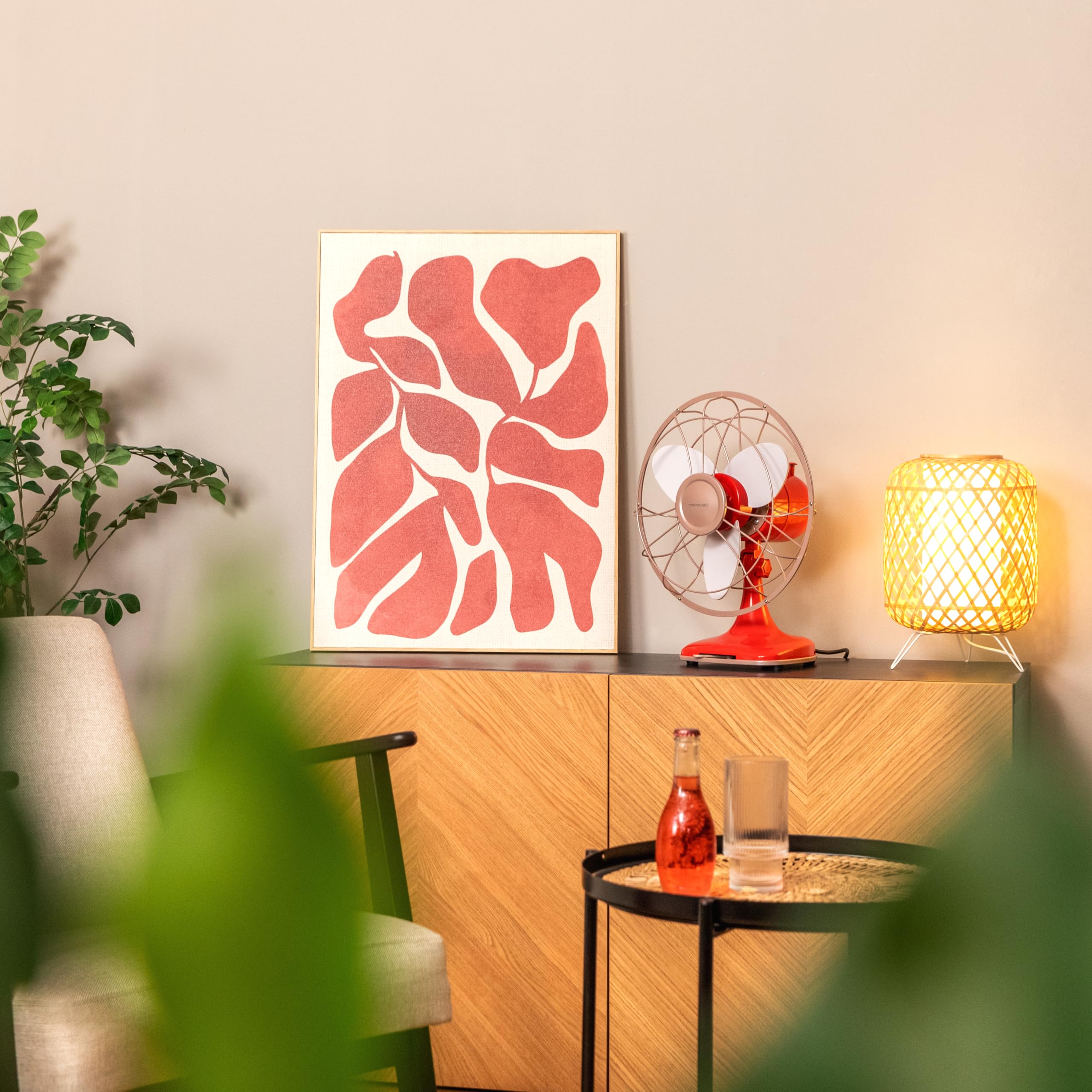 Cecotec Ventilador de Sobremesa EnergySilence 1090 RetroDesk Design. 40W de potencia, 12 Pulgadas, Diseño único y elegante, 3 Aspas aerodinámicas, 3 Velocidades, Oscilación 80º, Inclinación ajustable