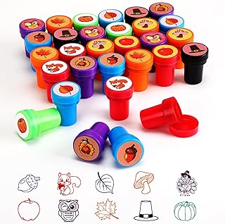 100 Pcs Fall Stampers for Kids Toddlers Fall Party Favors Assorted Stamps Pumpkin Leaves Turkey Autumn Self Inking Stamps Thanksgiving Gifts Party Favors, Classroom Rewards, School Teacher Stamps