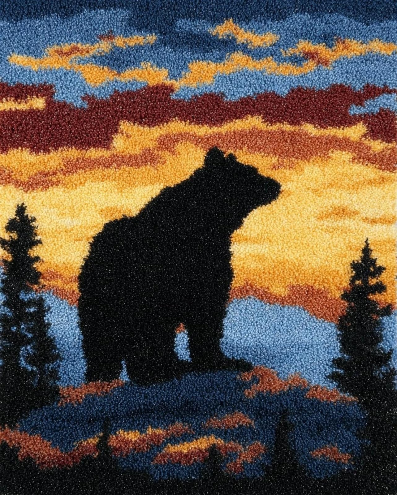 Wallphantom DIY Latch Hook Rug Kit,Brown Bears in the Forest