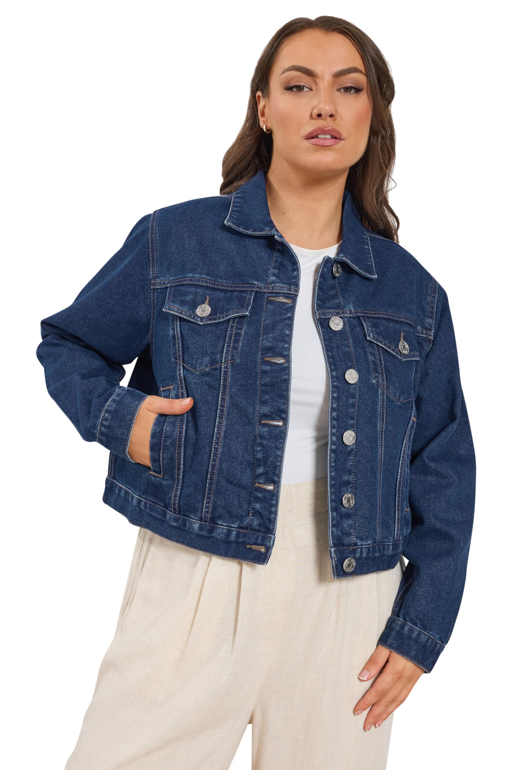 Yours Women's Denim Jacket in Indigo | Size: 22-24