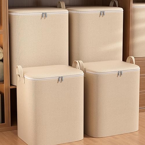 Miniatura 5 de Almacenamiento resistente con asas reforzadas, bolsas de almacenamiento extra grandes para ropa, bolsa extraíble con doble cremallera para ahorrar